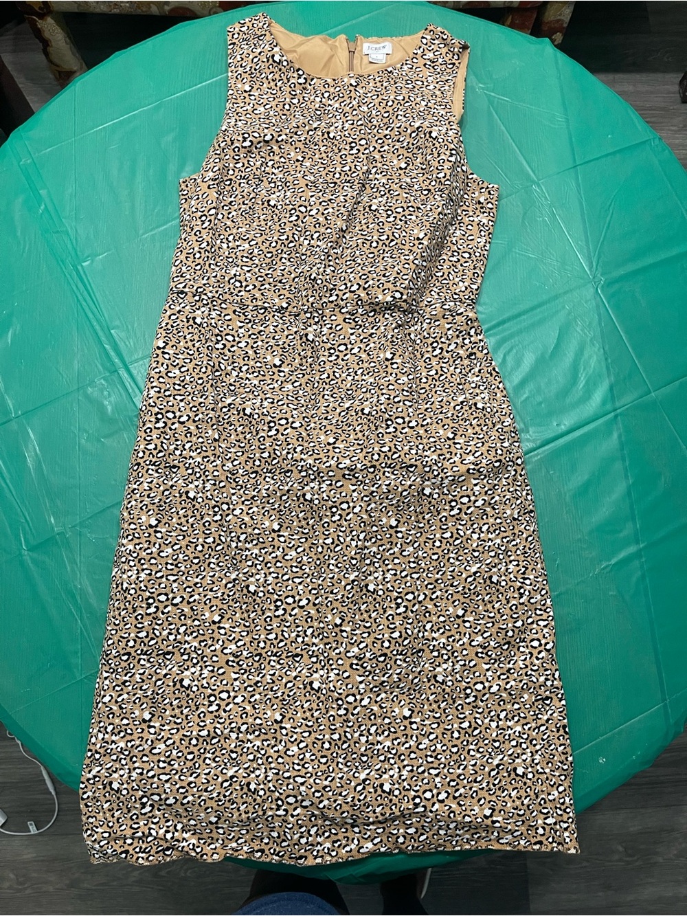 J. Crew Leopard Print Sleeveless Sheath Dress in Tan and Black